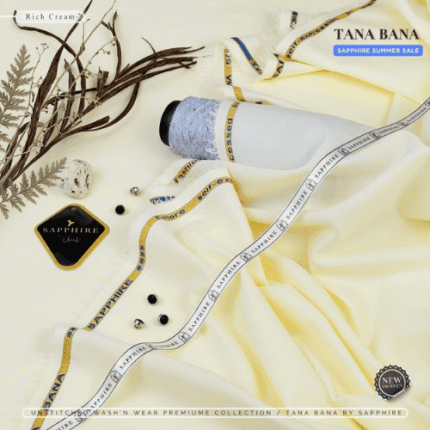SAPPHIRE (Rich Cream) Unstitched Wash & Wear ( TANA BANA )