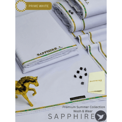 SAPPHIRE (Prime White) Unstitched Wash & Wear ( TANA BANA )