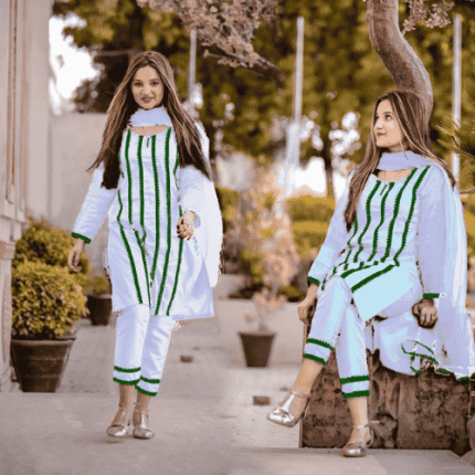 Elegance in Lace: 14 August Independence Day 2 Pcs Dress